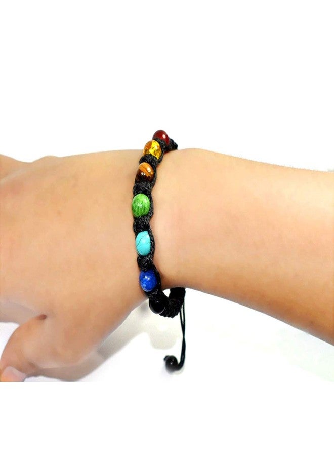 Crystu Natural 7 Chakra Bracelet Crystal Stone 8 mm Round Bead Thread Bracelet for Unisex (Color : Multi) - Image 5