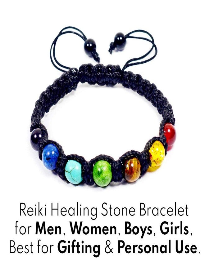 Crystu Natural 7 Chakra Bracelet Crystal Stone 8 mm Round Bead Thread Bracelet for Unisex (Color : Multi) - Image 3