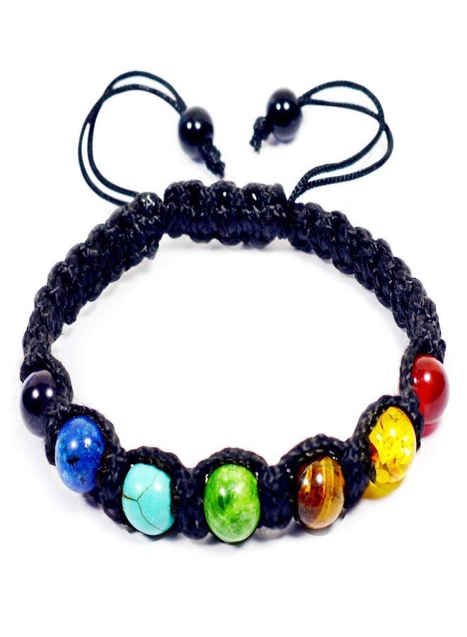 Crystu Natural 7 Chakra Bracelet Crystal Stone 8 mm Round Bead Thread Bracelet for Unisex (Color : Multi) - Image 1
