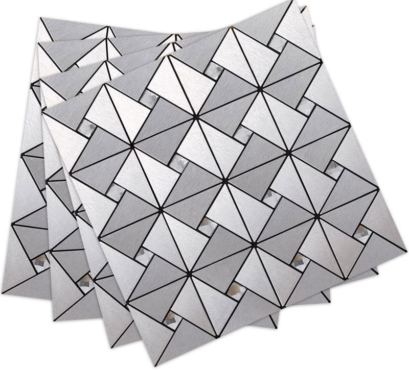 DICOFUN 10-Sheet Peel and Stick Backsplash Metal Tile, Mixed Glass Self-Adhesive Mosaic Tiles, Stainless Steel Stick on Wall Tiles for Kitchen and Bathroom Backspalsh, Mirror DÃ©cor - Image 1