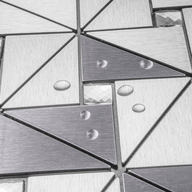 DICOFUN 10-Sheet Peel and Stick Backsplash Metal Tile, Mixed Glass Self-Adhesive Mosaic Tiles, Stainless Steel Stick on Wall Tiles for Kitchen and Bathroom Backspalsh, Mirror DÃ©cor - Image 5