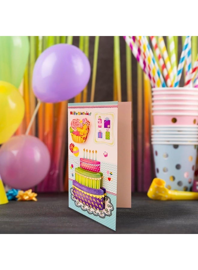 UKR 8-Pack 3D Happy Birthday Greeting Cards Large 9-Inch Pop-Up Cards with Envelopes Colorful Birthday Party Cards for Kids and Adults Festive Cakes Individual Packing (SET-B) - Image 5
