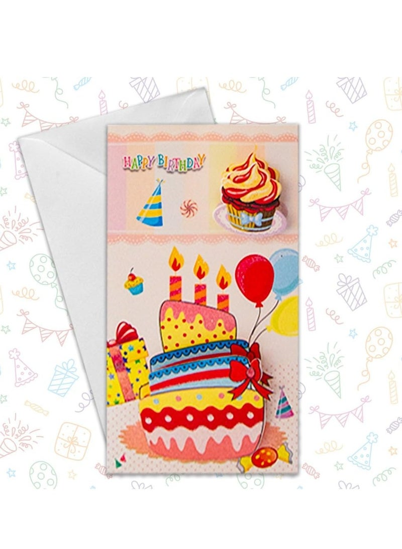 UKR 8-Pack 3D Happy Birthday Greeting Cards Large 9-Inch Pop-Up Cards with Envelopes Colorful Birthday Party Cards for Kids and Adults Festive Cakes Individual Packing (SET-B) - Image 2