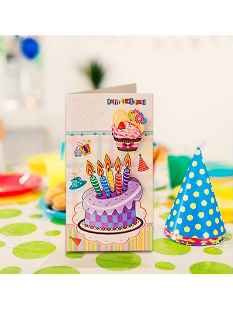 UKR 8-Pack 3D Happy Birthday Greeting Cards Large 9-Inch Pop-Up Cards with Envelopes Colorful Birthday Party Cards for Kids and Adults Festive Cakes Individual Packing (SET-B) - Image 3