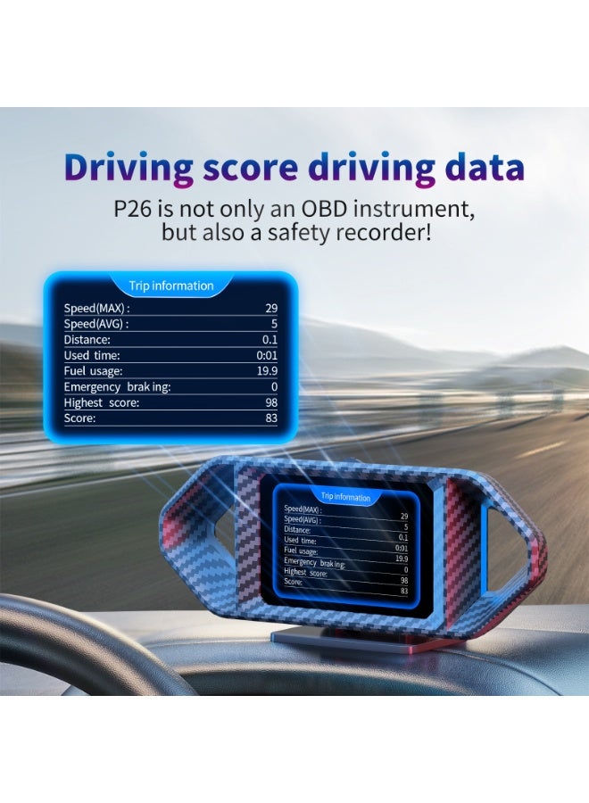 RAYHONG Head Up Display,OBD2 and GPS Digital Speedometer HUD for ALL Car, 12 Display Options Models and Simulated Carbon Fibre Design, Real-Time Speed/RPM/Fuel Economy Monitor, RGB Light - Image 4