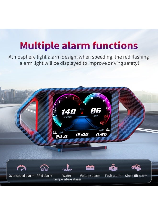 RAYHONG Head Up Display,OBD2 and GPS Digital Speedometer HUD for ALL Car, 12 Display Options Models and Simulated Carbon Fibre Design, Real-Time Speed/RPM/Fuel Economy Monitor, RGB Light - Image 5