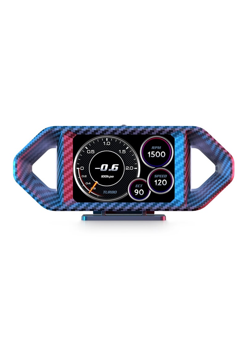 RAYHONG Head Up Display,OBD2 and GPS Digital Speedometer HUD for ALL Car, 12 Display Options Models and Simulated Carbon Fibre Design, Real-Time Speed/RPM/Fuel Economy Monitor, RGB Light - Image 1