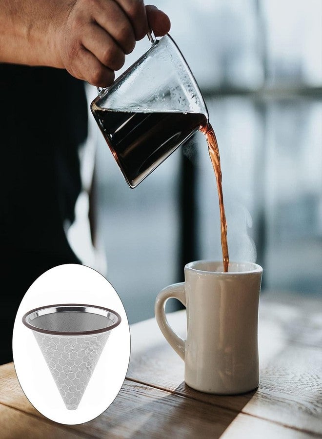 TQEONKL Reusable Coffee Filter, Cone Pour Over Coffee Filter Compatible with Hario V60, Chemex, Ovalware, Stainless Steel Coffee Permanent Filter, Coffee Dripper for Cuisinart Coffee Maker Filter and Brewer - Image 2