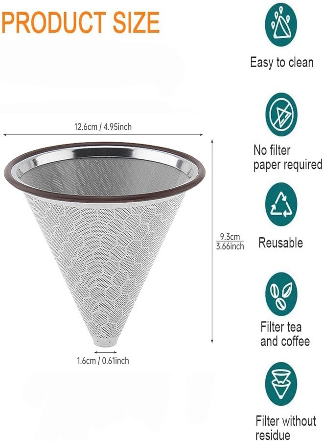 TQEONKL Reusable Coffee Filter, Cone Pour Over Coffee Filter Compatible with Hario V60, Chemex, Ovalware, Stainless Steel Coffee Permanent Filter, Coffee Dripper for Cuisinart Coffee Maker Filter and Brewer - Image 3