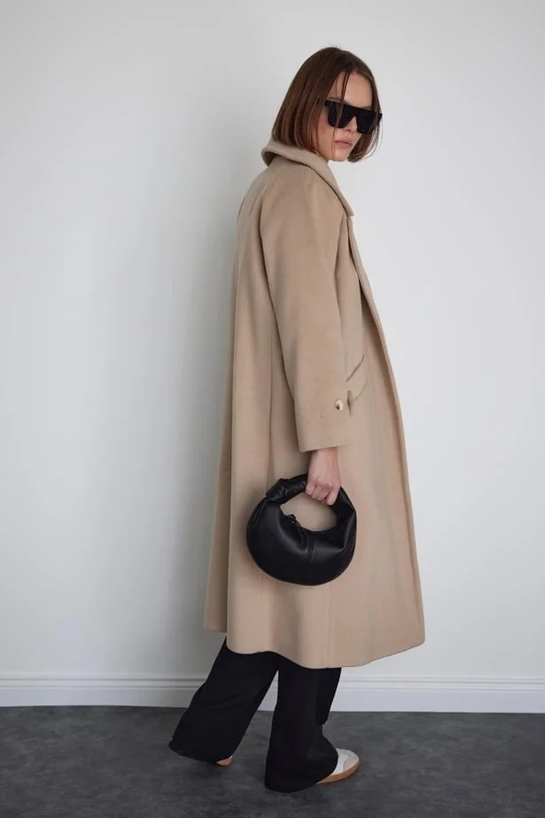 Suud Collection Saud Collection Beige Wide Collar Cashmere Coat