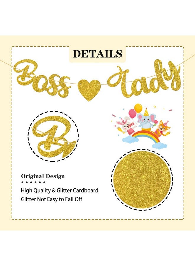 WeBenison Boss Lady Banner/Girl Women Birthday/Baby Shower/Girl'S 1St Birthday Banner/Gender Reveal Party Decoration Supplies Gold Glitter - Image 3