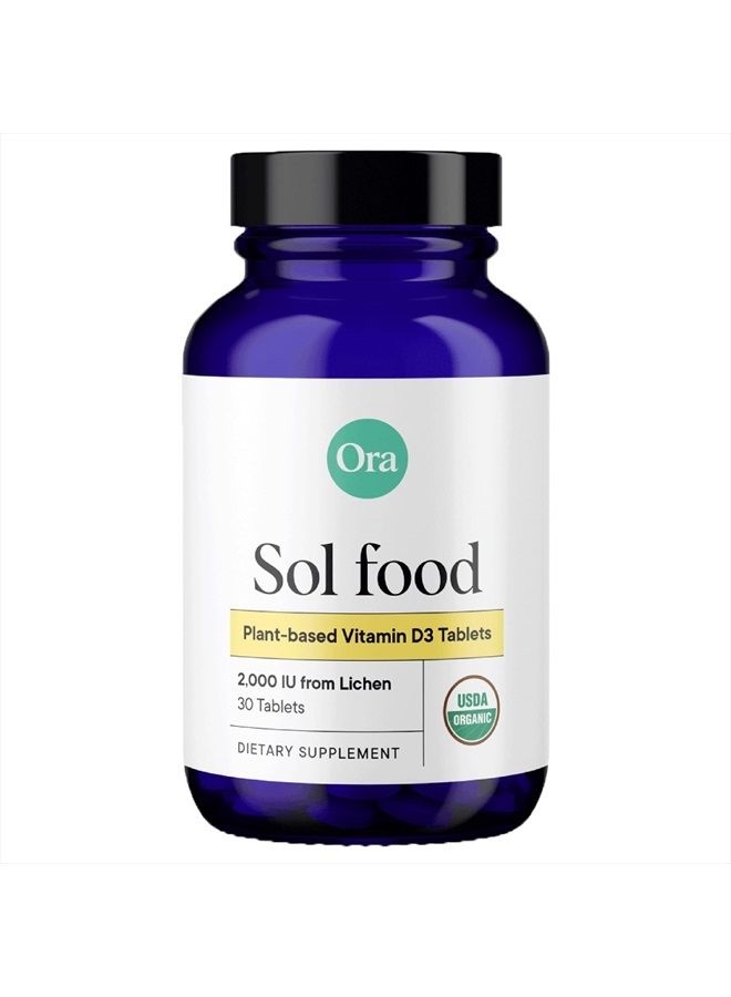 Ora Organic فيتامين د3 2000 وحدة دولية - فيتامين د نباتي من الطحالب لصحة العظام، دعم المناعة، والمزاج | أقصى امتصاص - إمداد لمدة شهر، 30 قرص نباتي - Image 1