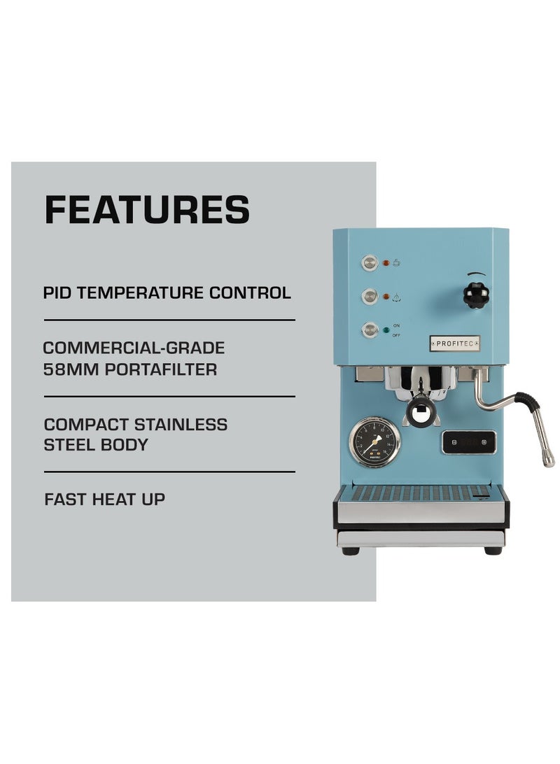 PROFITEC Go Espresso Machine - Compact Single Boiler Coffee Maker with PID Temperature Control, Commercial-Grade Portafilter, and Built-In Steam Wand for Perfect Espresso and Cappuccino Brewing - Blue - Image 2