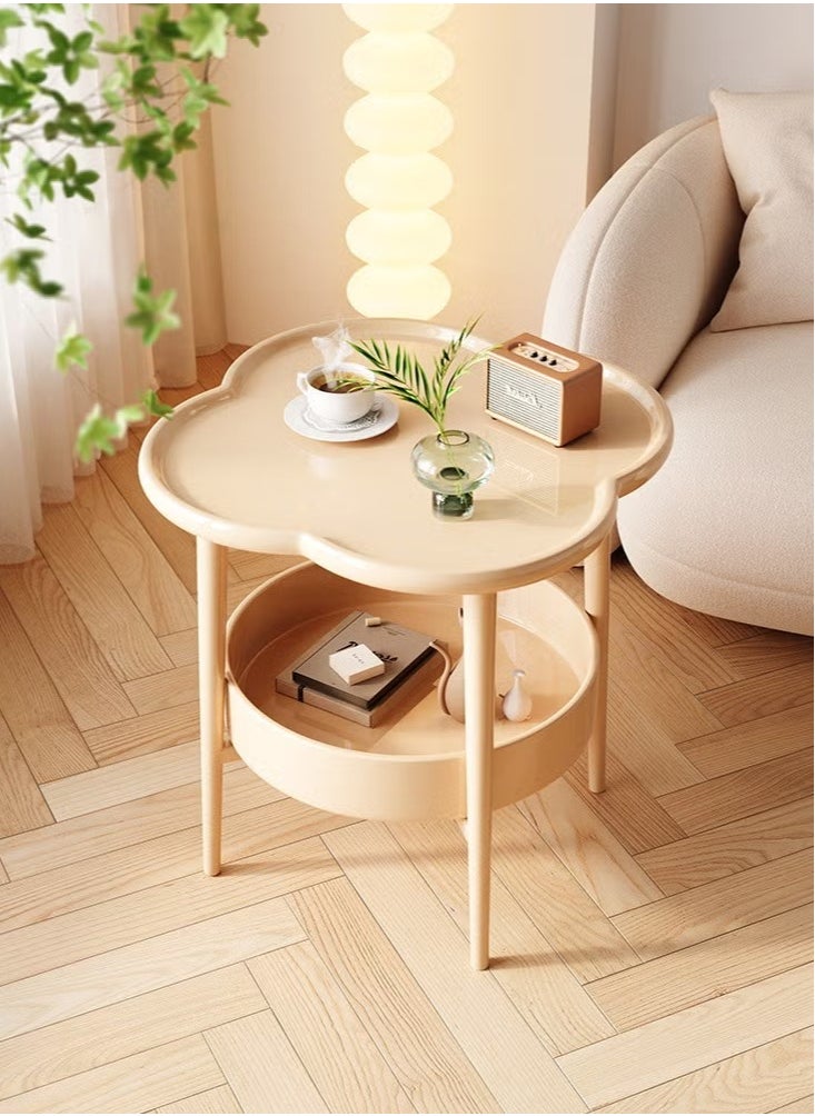 MIXDE - 2 Tier Side Table with Storage Basket and 2 Tier Storage Shelf, Coffee Table End Table for Living room, Bedroom, Small Space, Bedside Table, Easy Assemble, 50*50cm - Image 1