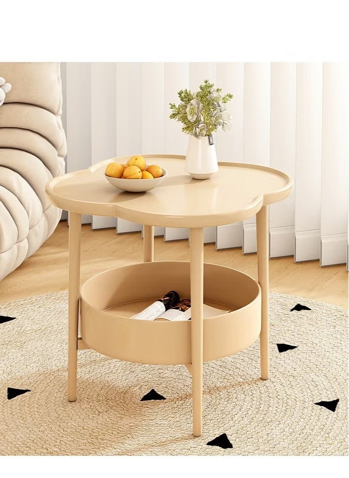 MIXDE - 2 Tier Side Table with Storage Basket and 2 Tier Storage Shelf, Coffee Table End Table for Living room, Bedroom, Small Space, Bedside Table, Easy Assemble, 50*50cm - Image 1