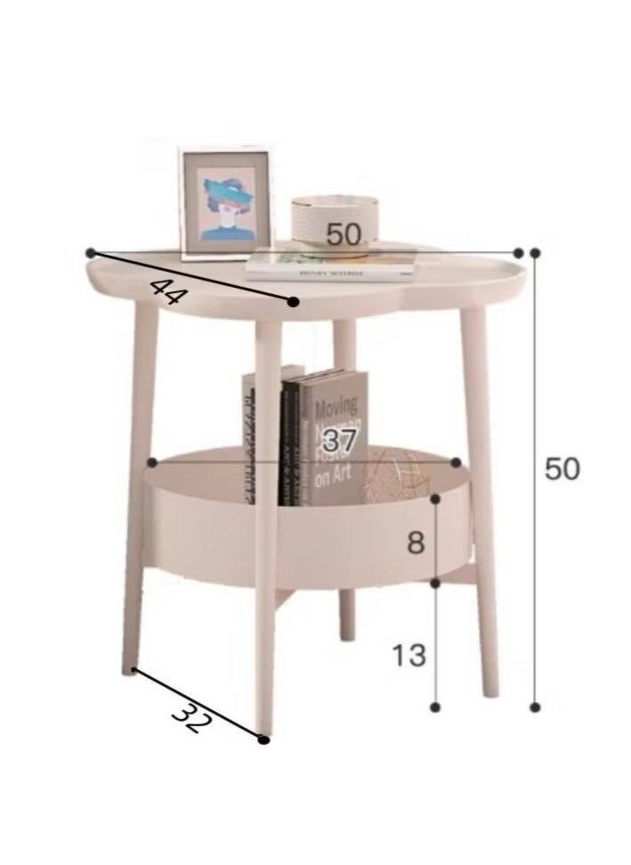 MIXDE - 2 Tier Side Table with Storage Basket and 2 Tier Storage Shelf, Coffee Table End Table for Living room, Bedroom, Small Space, Bedside Table, Easy Assemble, 50*50cm - Image 1