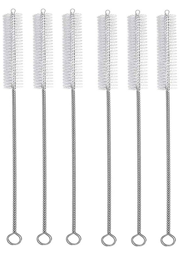 YTM 6 Pcs Reusable Stainless Steel Drinking Straws Brush | Sliver-White (Pack of 6) - Image 1