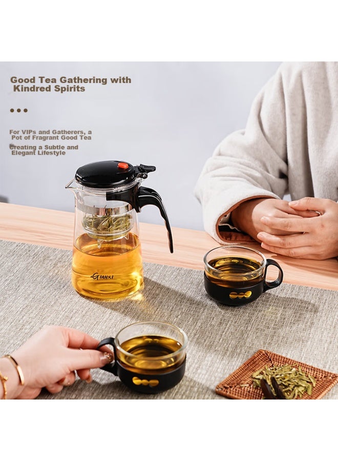 Tianxi Glass Teapot Heat-resistant Tea Set With Floating Cup, Tea Infuser Cup, Tea Steeping Cup, Tea Infuser Pot, Tea-water Separation Cup 1200ml - Image 5