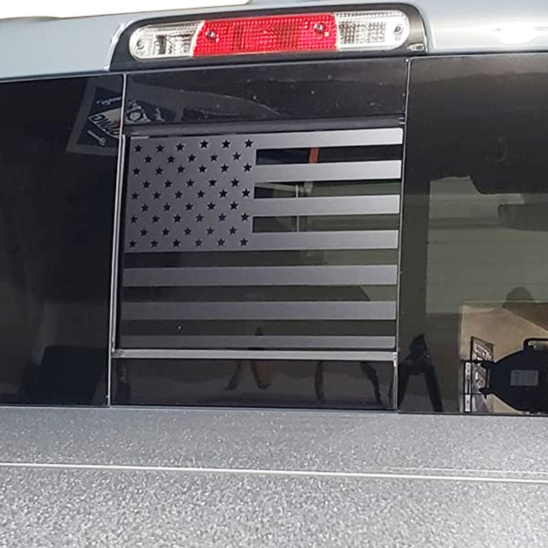 Zxiaochun Rear Middle Window American Flag Decal for 2019 2020 2021 2022 2023 2024 Dodge RAM 1500 2500 3500 Accessories, Back Center Sliding Window Glass USA Flag Vinyl Sticker(Matte Black) - Image 1