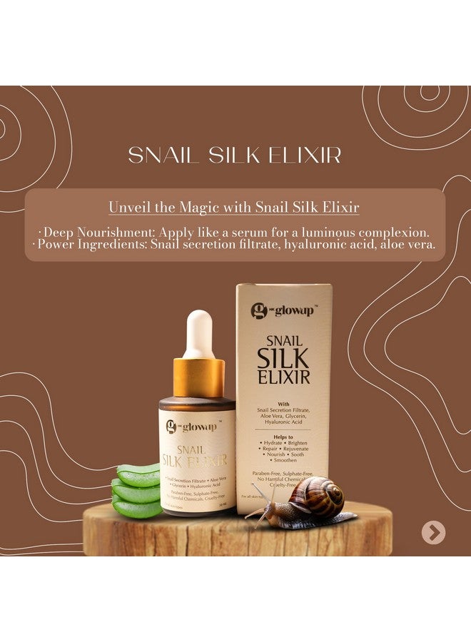 HK Glowup Snail Silk Elixir Face & Skin Serum - Suitable For All Skin Types | Clear & Glowing Skin, Reduces Dullnes, Hydrates & Repair Damage Skin | Day/Night Serum For Dry, Oily & Sensitive Skin (30Ml) - Image 3
