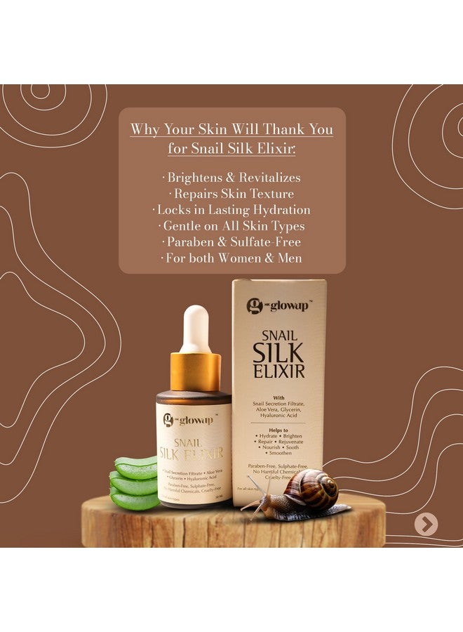 HK Glowup Snail Silk Elixir Face & Skin Serum - Suitable For All Skin Types | Clear & Glowing Skin, Reduces Dullnes, Hydrates & Repair Damage Skin | Day/Night Serum For Dry, Oily & Sensitive Skin (30Ml) - Image 2