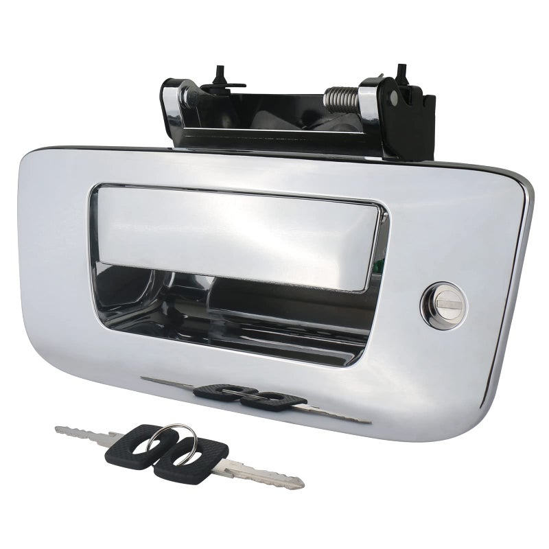 APPERFiT Locking Tailgate Handle Latch wBezel Lock Cylinder Keys 22755305 Chrome Compatible with 20072014 Chevrolet Chevy Silverado GMC Sierra 1500 2500 3500 Truck Bed Tail Gate Door Panel