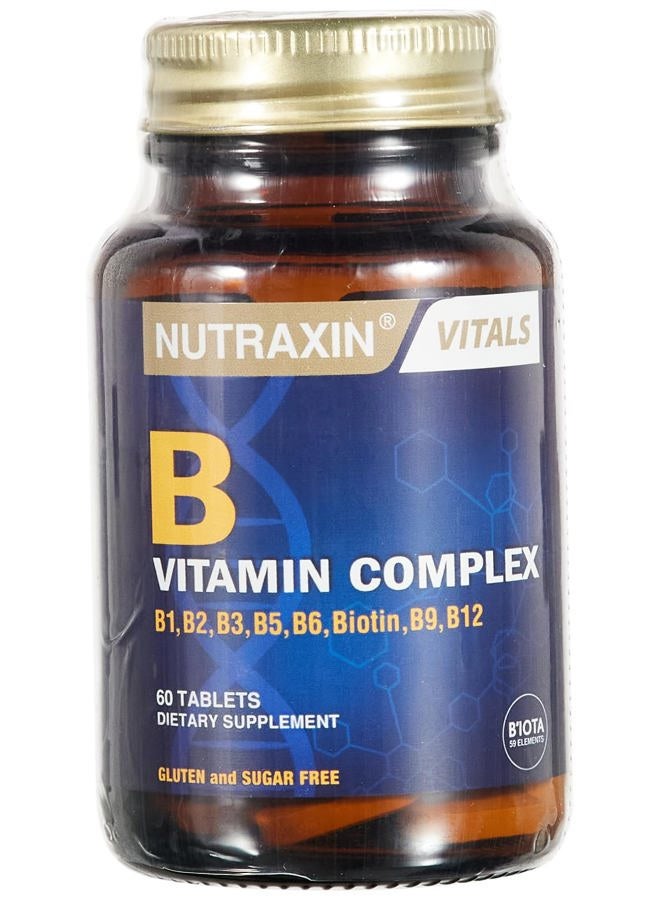NUTRAXIN Vitals Vitamin B Complex 60 Tablets – Supports Energy Production, Nervous System Health, Reduces Fatigue, Boosts Mental Clarity, Promotes Heart Health & Overall Wellbeing - Image 4
