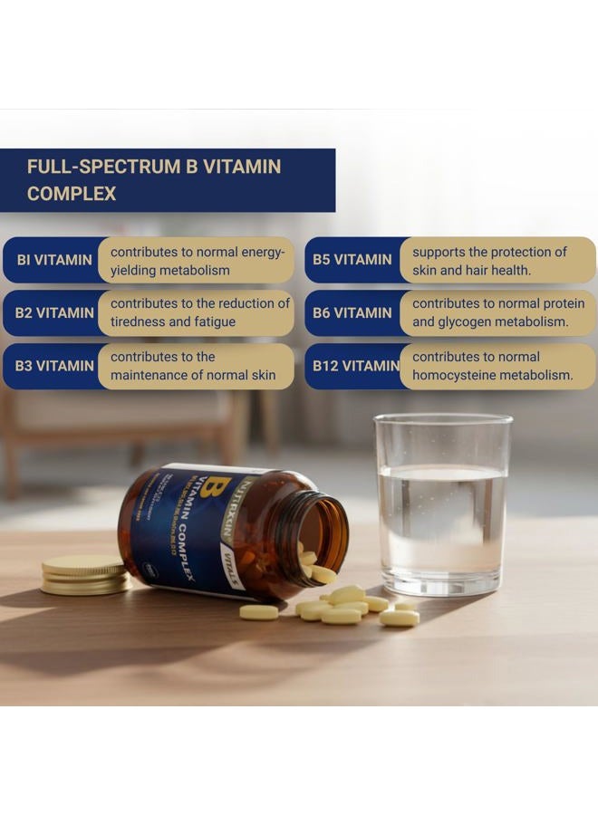 NUTRAXIN Vitals Vitamin B Complex 60 Tablets – Supports Energy Production, Nervous System Health, Reduces Fatigue, Boosts Mental Clarity, Promotes Heart Health & Overall Wellbeing - Image 2