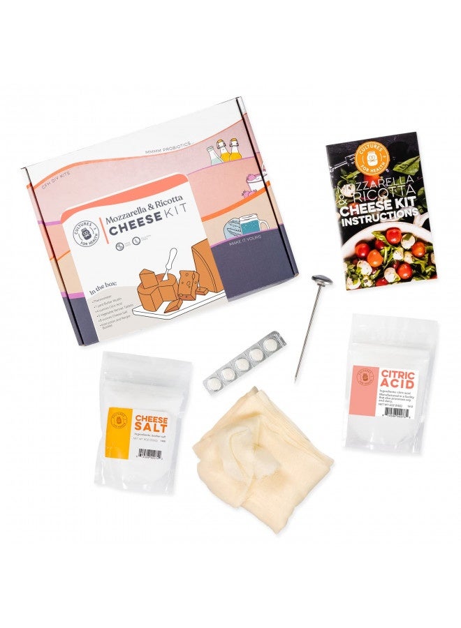 CULTURES FOR HEALTH Mozzarella And Ricotta Cheese Making Kit | 5 Piece Diy Kit Includes Cheesecloth, Vegetable Rennet, Citric Acid, Cheese Salt, And Cooking Thermometer | Great Gift Ideas | Italian Cheese Making Supplie  - Image 5