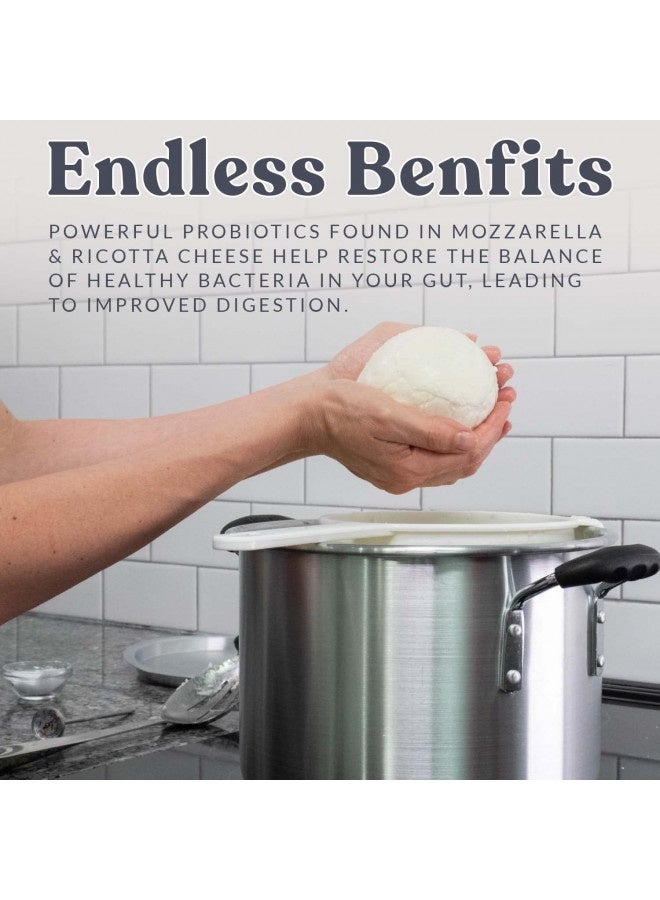 CULTURES FOR HEALTH Mozzarella And Ricotta Cheese Making Kit | 5 Piece Diy Kit Includes Cheesecloth, Vegetable Rennet, Citric Acid, Cheese Salt, And Cooking Thermometer | Great Gift Ideas | Italian Cheese Making Supplie  - Image 1