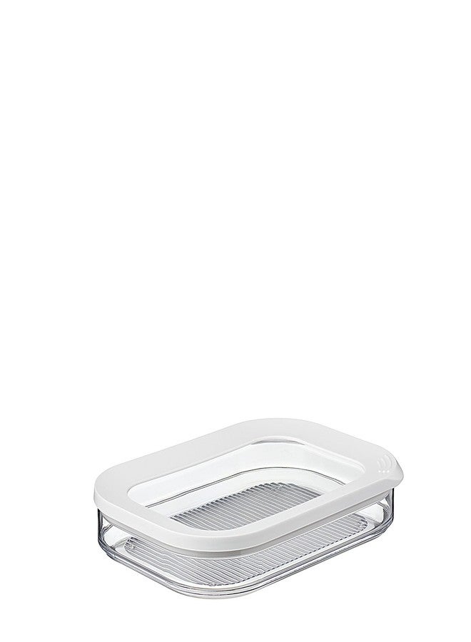 Mepal Modula Rounded Food Storage Box with Lid | Ideal for Cold Cuts, Cheese, and More | Stackable Design | Transparent Framed Lid | BPA-Free, Nordic White (18.6oz/550ml) - Image 1