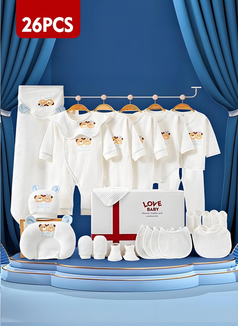 Love Baby 26pcs Newborn Gift Set, Baby Boy & Girl Gift Ensemble, Essential Baby Clothing & Accessories with Box. Made from high-quality cotton, suitable for all seasons (for babies 0-6 months). - Image 1