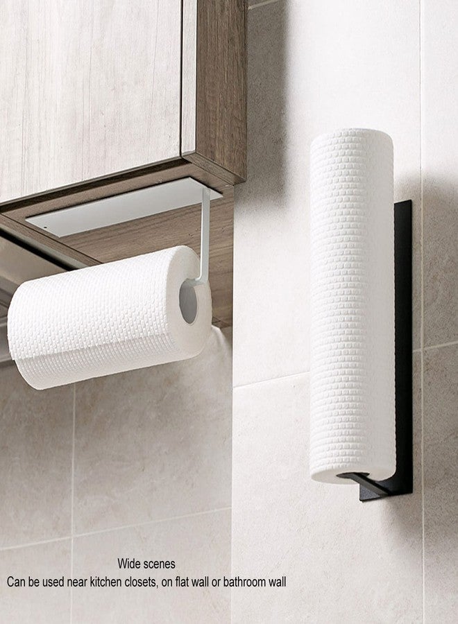 ناروت حامل مناشف ورقية ناروت يُثبت أسفل الخزانة، حامل مناشف ورقية يُثبت على الحائط، قضيب مناشف ورقية قوي التحمل مصنوع من الفولاذ الكربوني ذاتي اللصق للحمام والخزائن (أبيض) - Image 3