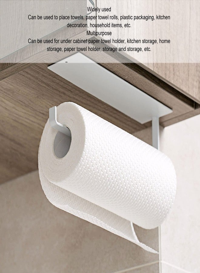 ناروت حامل مناشف ورقية ناروت يُثبت أسفل الخزانة، حامل مناشف ورقية يُثبت على الحائط، قضيب مناشف ورقية قوي التحمل مصنوع من الفولاذ الكربوني ذاتي اللصق للحمام والخزائن (أبيض) - Image 2