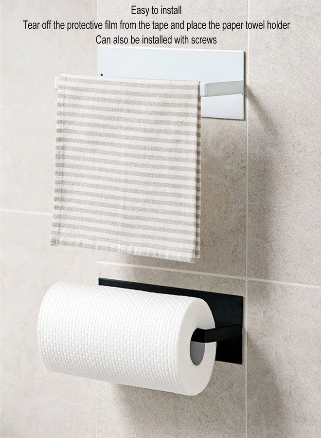 ناروت حامل مناشف ورقية ناروت يُثبت أسفل الخزانة، حامل مناشف ورقية يُثبت على الحائط، قضيب مناشف ورقية قوي التحمل مصنوع من الفولاذ الكربوني ذاتي اللصق للحمام والخزائن (أبيض) - Image 4