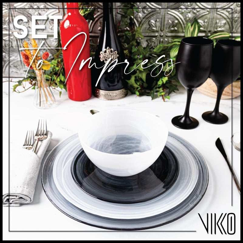 Vikko Salad Bowl Set of 6 White Alabaster Style Soup Bowls 6 Bowl with Marbelized Design Large 32 Ounce Bowls Set For Pasta Fruit Ramen Bowl Dishwasher Safe - Image 3