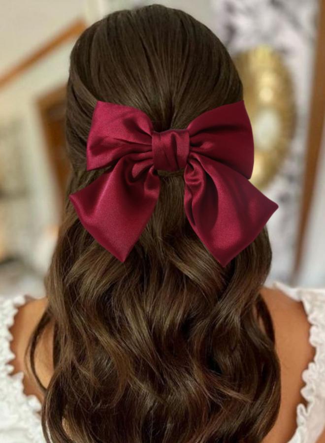Take Two Burgundy Hair Bow Clip - Image 1