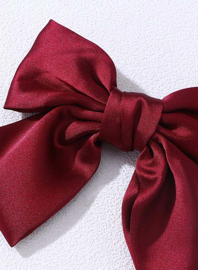 Take Two Burgundy Hair Bow Clip - Image 3