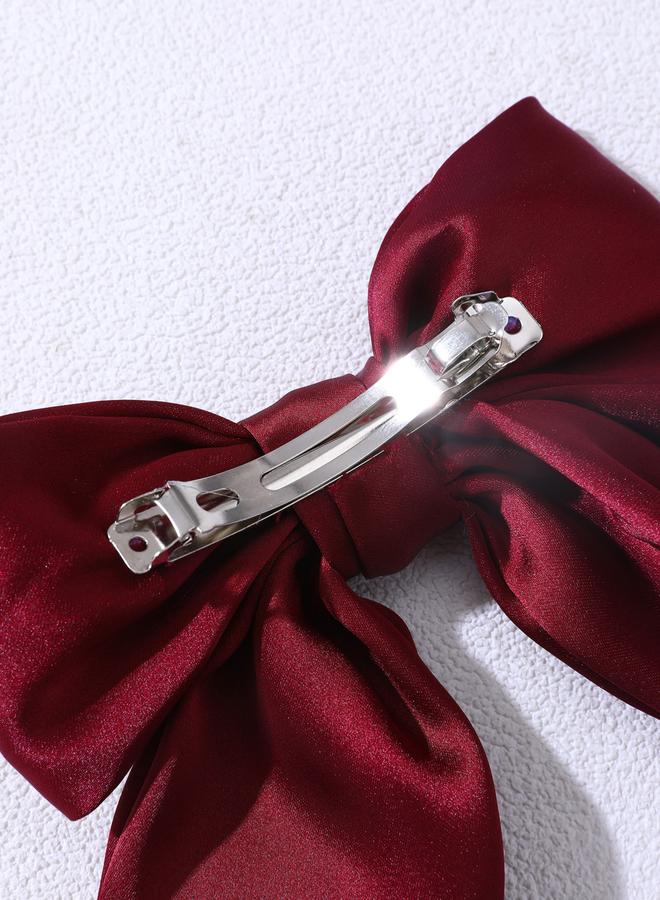 Take Two Burgundy Hair Bow Clip - Image 4