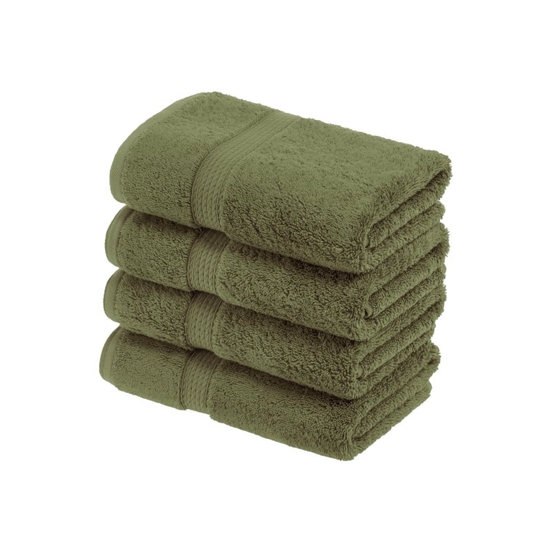 Superior Egyptian Cotton Pile Hand Towel Set of 4 Ultra Soft Luxury Towels Thick Plush Essentials Absorbent Heavyweight Guest Bath Hotel Spa Home Bathroom Shower Basics Forest Green - Image 1