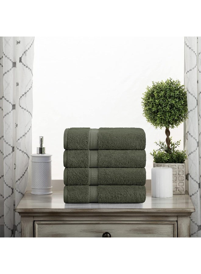 Superior Egyptian Cotton Pile Hand Towel Set of 4 Ultra Soft Luxury Towels Thick Plush Essentials Absorbent Heavyweight Guest Bath Hotel Spa Home Bathroom Shower Basics Forest Green - Image 5