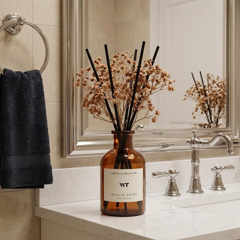 WEALD TRIBE Reed Diffuser Set for Bathroom Air Fresheners, Oil Diffuser Sticks | Vanilla Whiskey Scent 4.0 fl oz Home Fragrance with Sticks Defusers | House Bedroom Office Shelf Decor - Image 3
