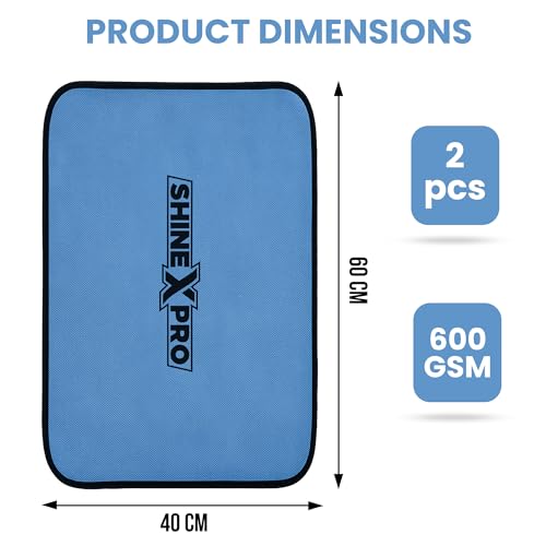 ShineXPro Microfiber Cleaning Cloth - 600 GSM Extra Large (60x40 cm) Microfiber Cloth for Car Cleaning - Ultra-Absorbent & Scratchless Drying, Single Side Twisted Loop Car Cleaning Clothes (2 Pack) - Image 2
