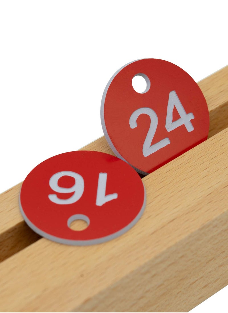 Generic - Engraved Plastic ID Number Tags for Lockers and Tables, Key Tags in Red for Hotels, Bars, and Restaurants, Numbers 1 to 50 - Image 1