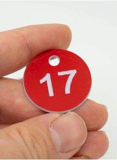 Generic Engraved Plastic ID Number Tags for Lockers and Tables, Key Tags in Red for Hotels, Bars, and Restaurants, Numbers 1 to 50  - Image 3