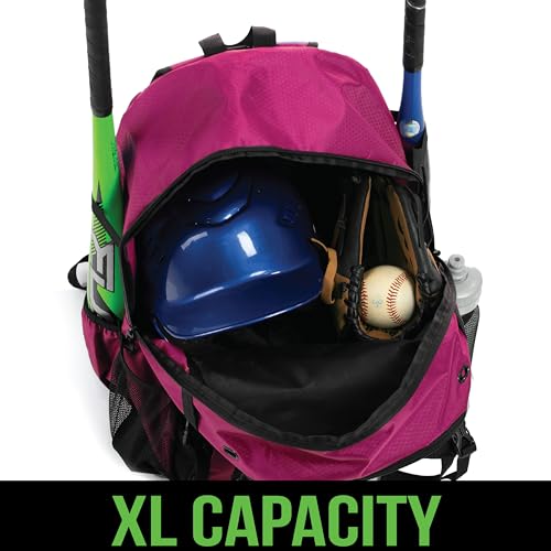 Athletico Advantage Baseball Bag - Baseball Backpack With External Helmet Holder for Baseball, T-Ball & Softball Equipment & Gear for Youth and Adults | Holds Bat, Helmet, Glove, Shoes (Pink) - Image 3