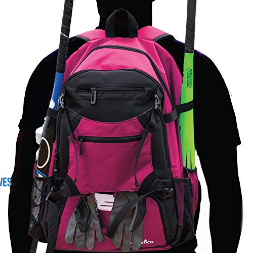 Athletico Advantage Baseball Bag - Baseball Backpack With External Helmet Holder for Baseball, T-Ball & Softball Equipment & Gear for Youth and Adults | Holds Bat, Helmet, Glove, Shoes (Pink) - Image 5