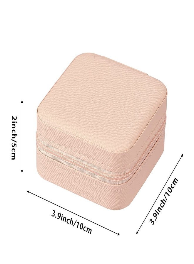 PUSHKH Leather Small Jewelry Box Travel Portable Jewelry Case With Dividers Container for Ring, Pendant, Earring, Necklace, Bracelet Organizer Storage Holder Boxes (Pink) - Image 2