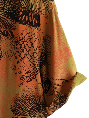 JOTOOK Mens Hawaiian Shirt Short Sleeve Button Down Tropical Shirts Casual Floral Summer Beach Shirt X-Large Gold - Image 4