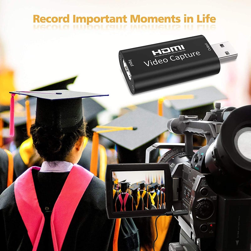 Microware HDMI Video Capture, 4K HDMI to USB 2.0 Video Capture Device, 1080P HD 30fps Broadcast Live and Record Video Audio Grabber for Gaming, Streaming, Teaching, Video Conference (Black) - Image 2